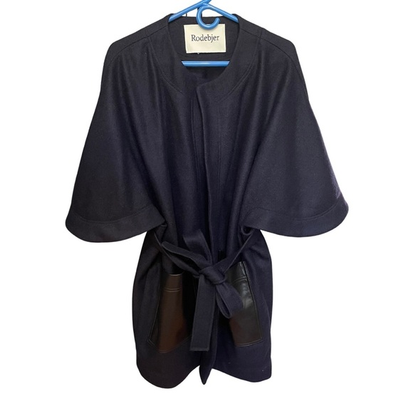 Women's Rodebjer Pinto Navy Blue Jacket  Poncho – Size M/L, Elegant & Minimalist - Picture 1 of 11